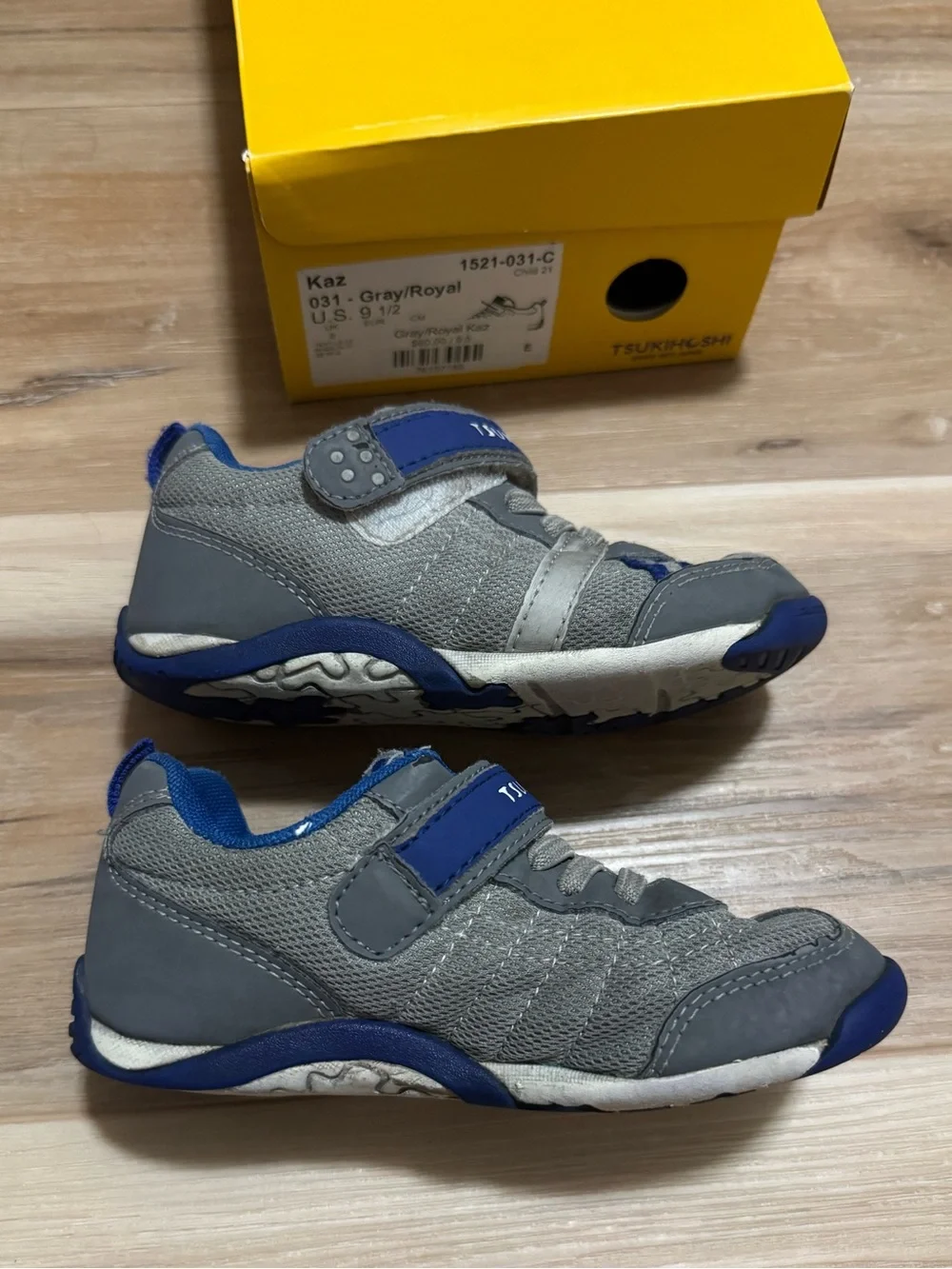 Tsukihoshi Kaz Toddler Gray/Royal Blue Shoes Size 9.5 US / 27 EUR